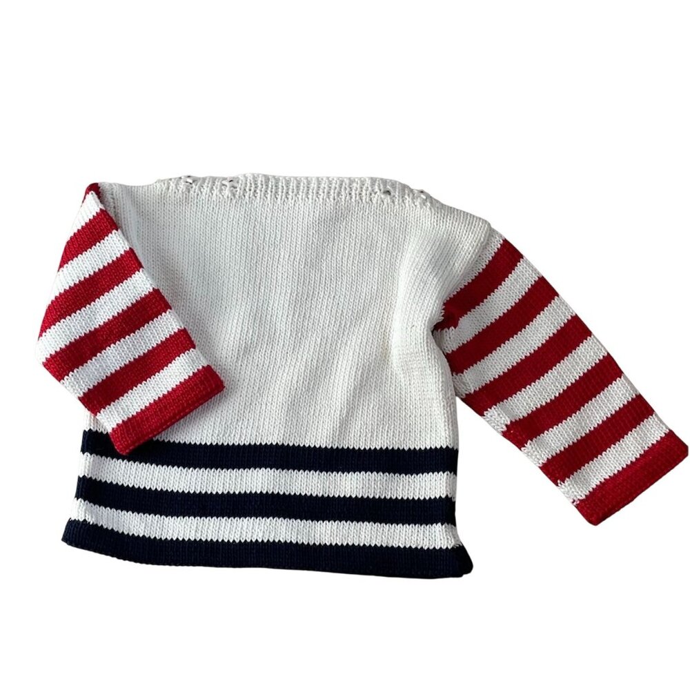 Knitting Needles Boys Pullover Knit Sweater Multicolor Striped Winter Cozy Warm